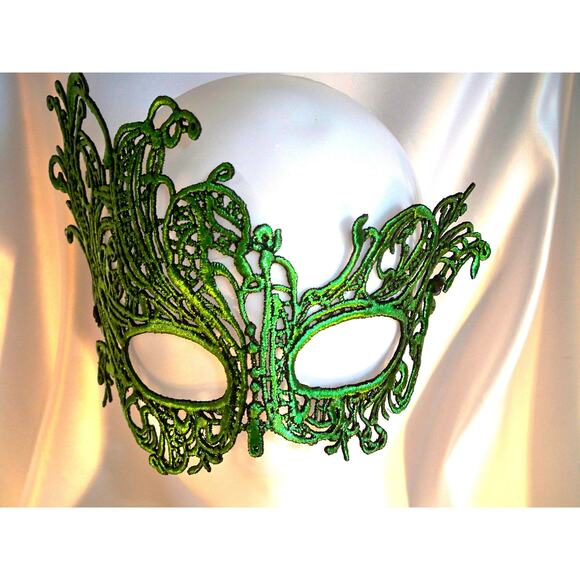 Green lace mask lace mask prom party masquerade halloween costume mask - Picture 2 of 7